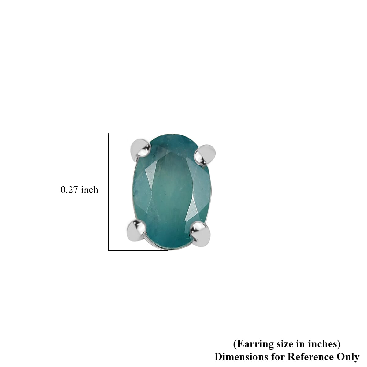 D'Joy Premium Grandidierite 0.90 ctw Solitaire Stud Earrings in Rhodium Over Sterling Silver image number 4
