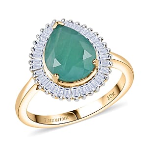 Premium Grandidierite and Luxuriant Lab Grown Diamond E-F VS 3.75 ctw Royal Halo Ring in 10K Yellow Gold (Size 8.0)