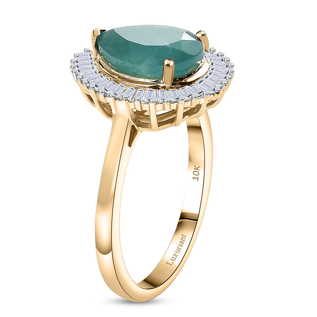 Premium Grandidierite and Luxuriant Lab Grown Diamond E-F VS 3.75 ctw Royal Halo Ring in 10K Yellow Gold (Size 8.0) image number 3