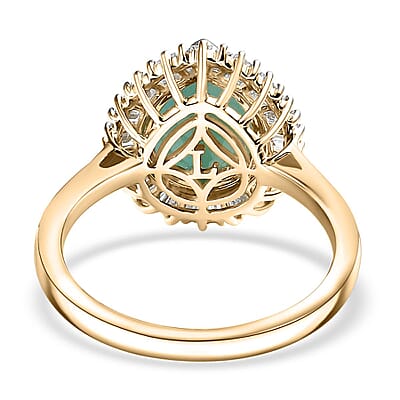 Premium Grandidierite and Luxuriant Lab Grown Diamond E-F VS 3.75 ctw Royal Halo Ring in 10K Yellow Gold (Size 8.0)