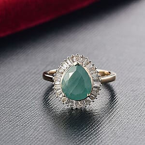 Premium Grandidierite and Luxuriant Lab Grown Diamond E-F VS 3.75 ctw Royal Halo Ring in 10K Yellow Gold (Size 9.0)