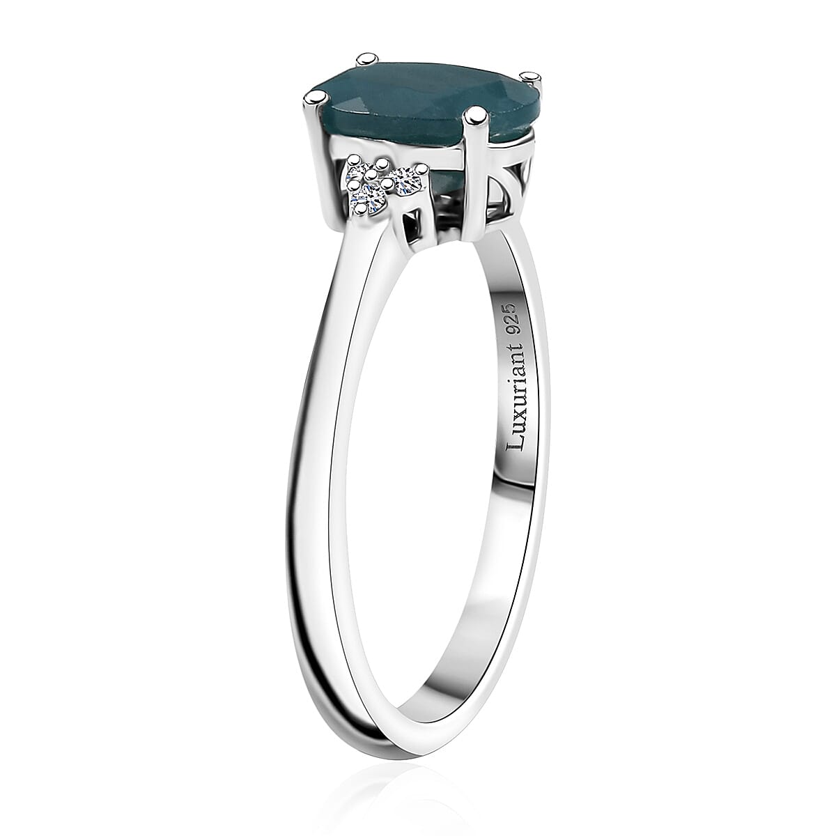 Premium Grandidierite and Luxuriant Lab Grown Diamond G-H SI 1.30 ctw Art Deco Ring in Rhodium Over Sterling Silver (Size 10.0) image number 3