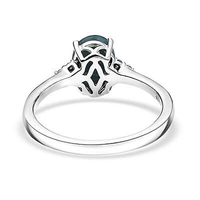 Premium Grandidierite and Luxuriant Lab Grown Diamond G-H SI 1.30 ctw Art Deco Ring in Rhodium Over Sterling Silver (Size 10.0)