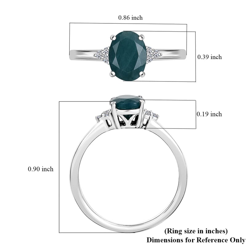 Premium Grandidierite and Luxuriant Lab Grown Diamond G-H SI 1.30 ctw Art Deco Ring in Rhodium Over Sterling Silver (Size 10.0)