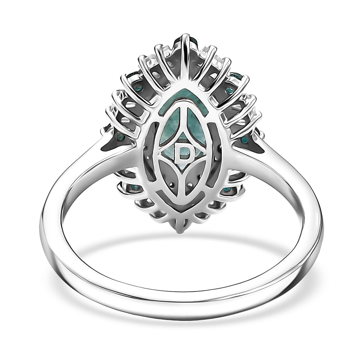 D'Joy Premium Grandidierite and Moissanite 2.75 ctw Art Deco Ring in Rhodium Over Sterling Silver (Size 7.0) image number 4