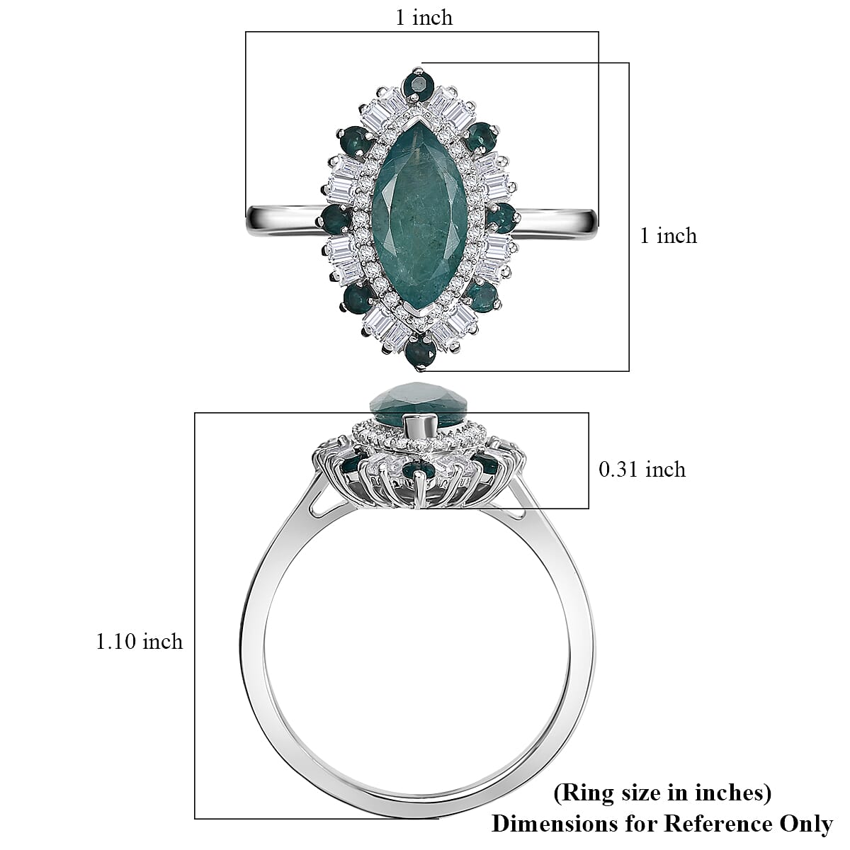 D'Joy Premium Grandidierite and Moissanite 2.75 ctw Art Deco Ring in Rhodium Over Sterling Silver (Size 7.0) image number 5