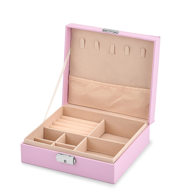 Livmore Pink Faux Leather Single Layer Jewelry Box