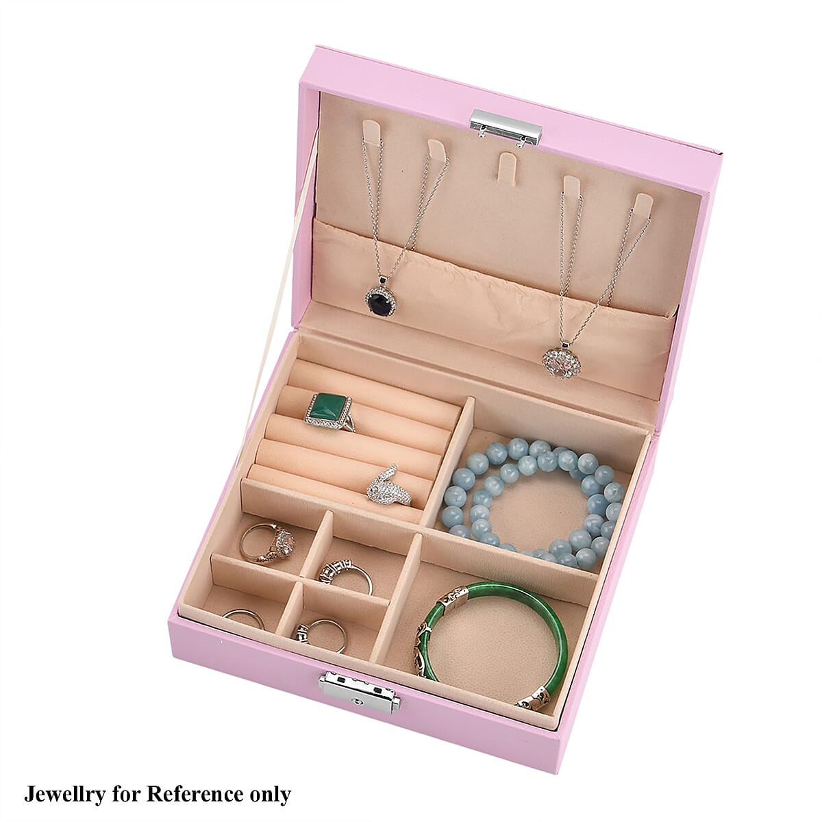 Livmore Pink Faux Leather Single Layer Jewelry Box image number 4