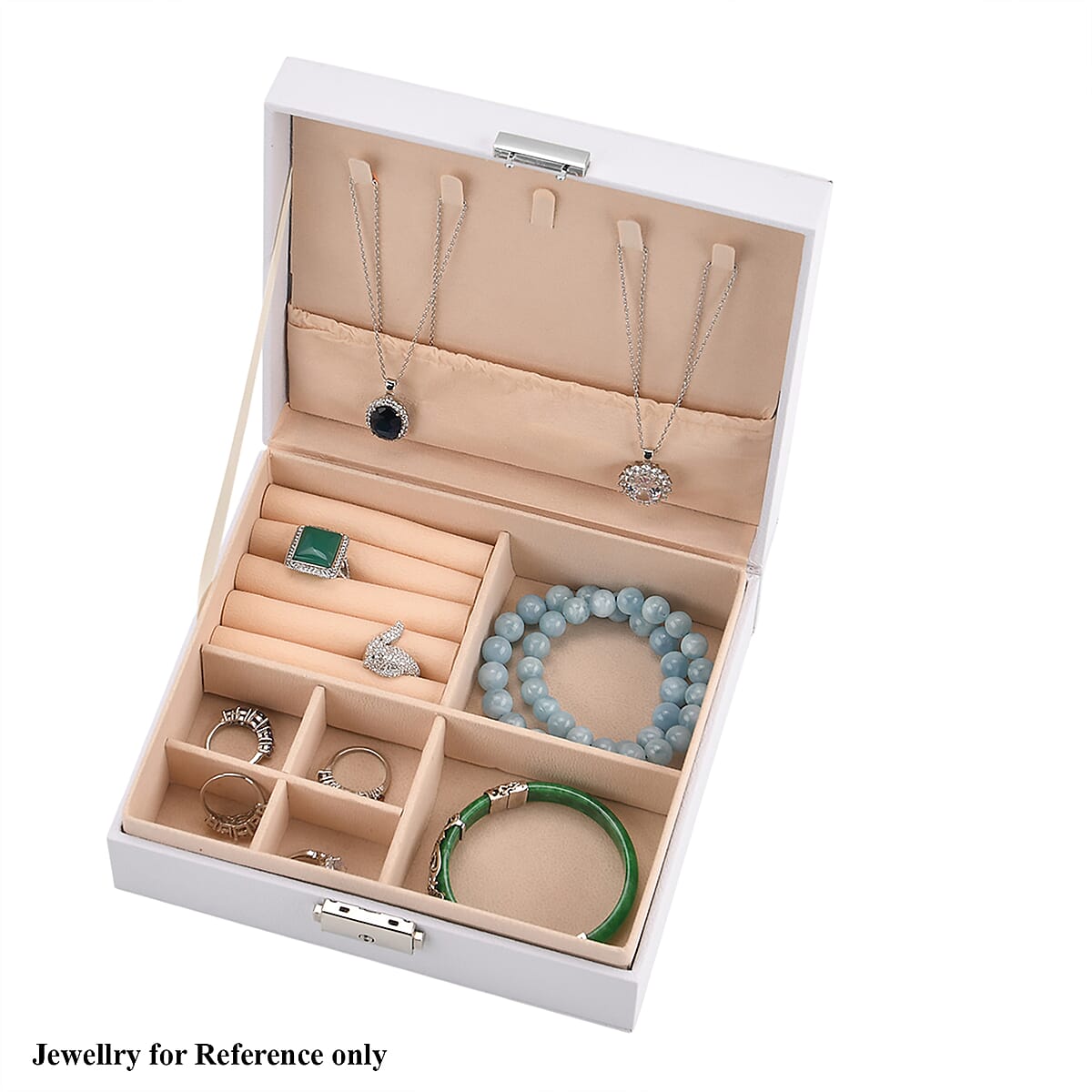 Livmore White Faux Leather Single Layer Jewelry Box image number 4
