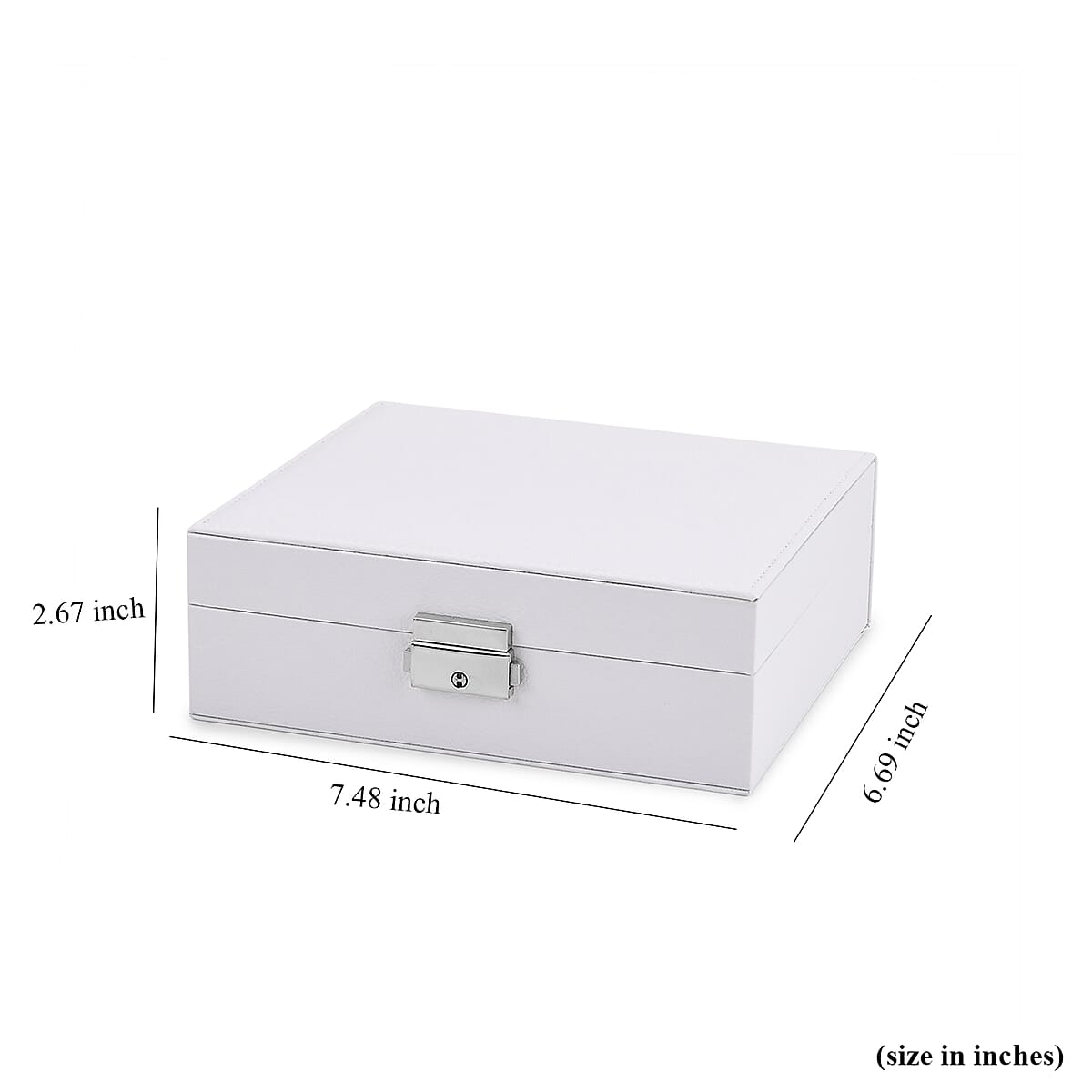 Livmore White Faux Leather Single Layer Jewelry Box image number 7