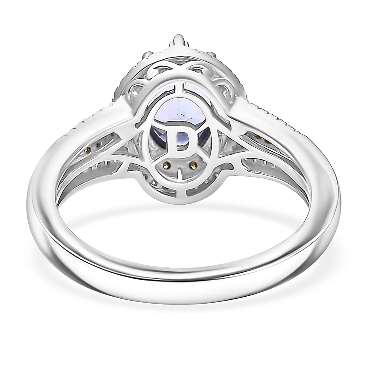 D'Joy Tanzanite, Natural Yellow and White Diamond 1.50 ctw Art Deco Ring in Rhodium Over Sterling Silver (Size 10.0)