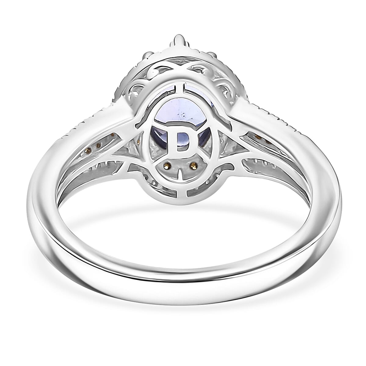 D'Joy Tanzanite, Natural Yellow and White Diamond 1.50 ctw Art Deco Ring in Rhodium Over Sterling Silver (Size 7.0) image number 4