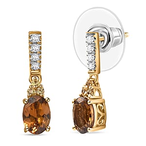 D'Joy AAA Golden Turkizite and Multi Gemstone 2.00 ctw Stud Earrings in 18K Vermeil Yellow Gold Over Sterling Silver 