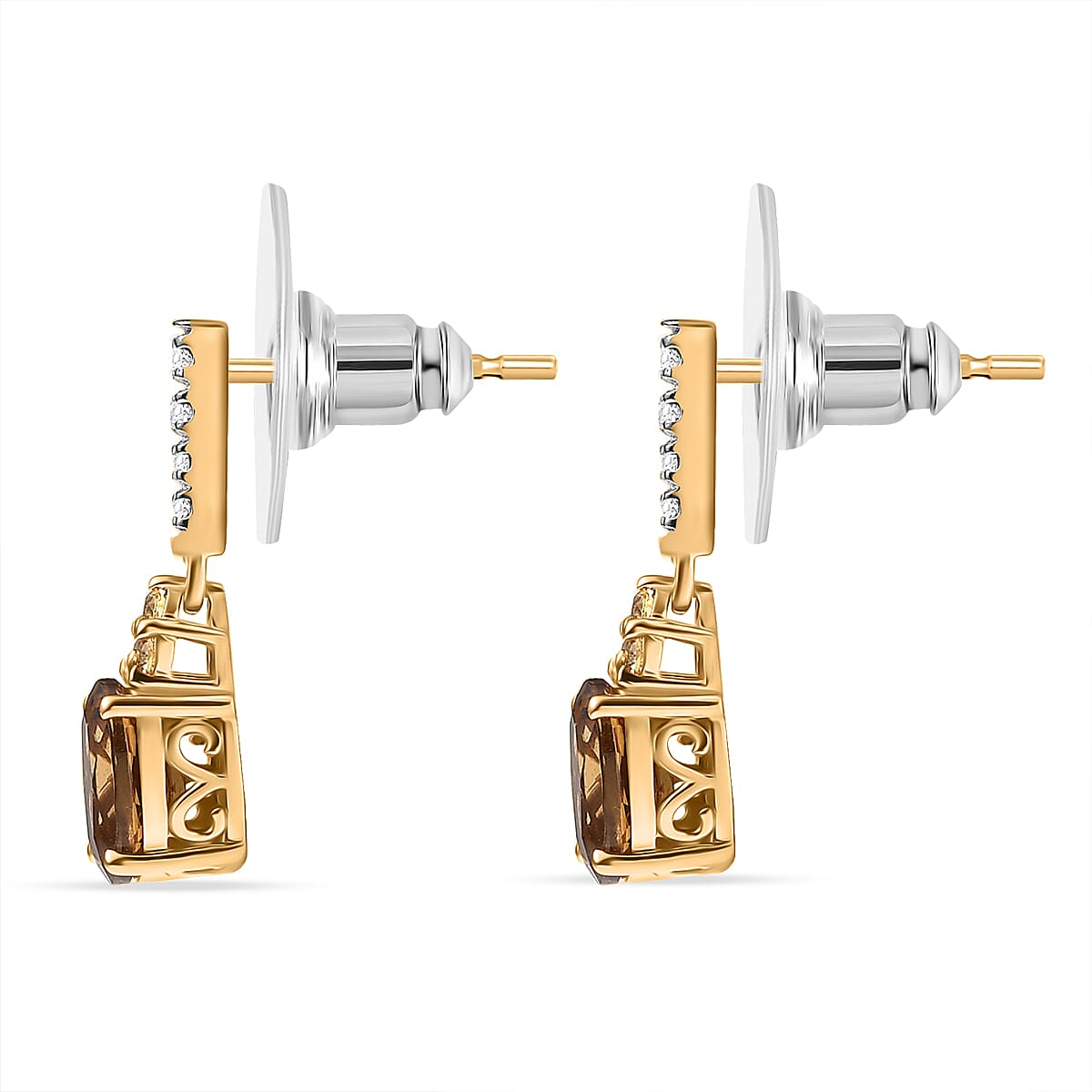 D'Joy AAA Golden Turkizite and Multi Gemstone 2.00 ctw Stud Earrings in 18K Vermeil Yellow Gold Over Sterling Silver  image number 3