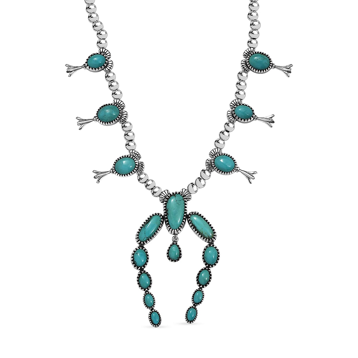 D'Joy Artisan Crafted Tahoe Nevada Turquoise 15.70 ctw Necklace in Sterling Silver 18 Inches image number 0