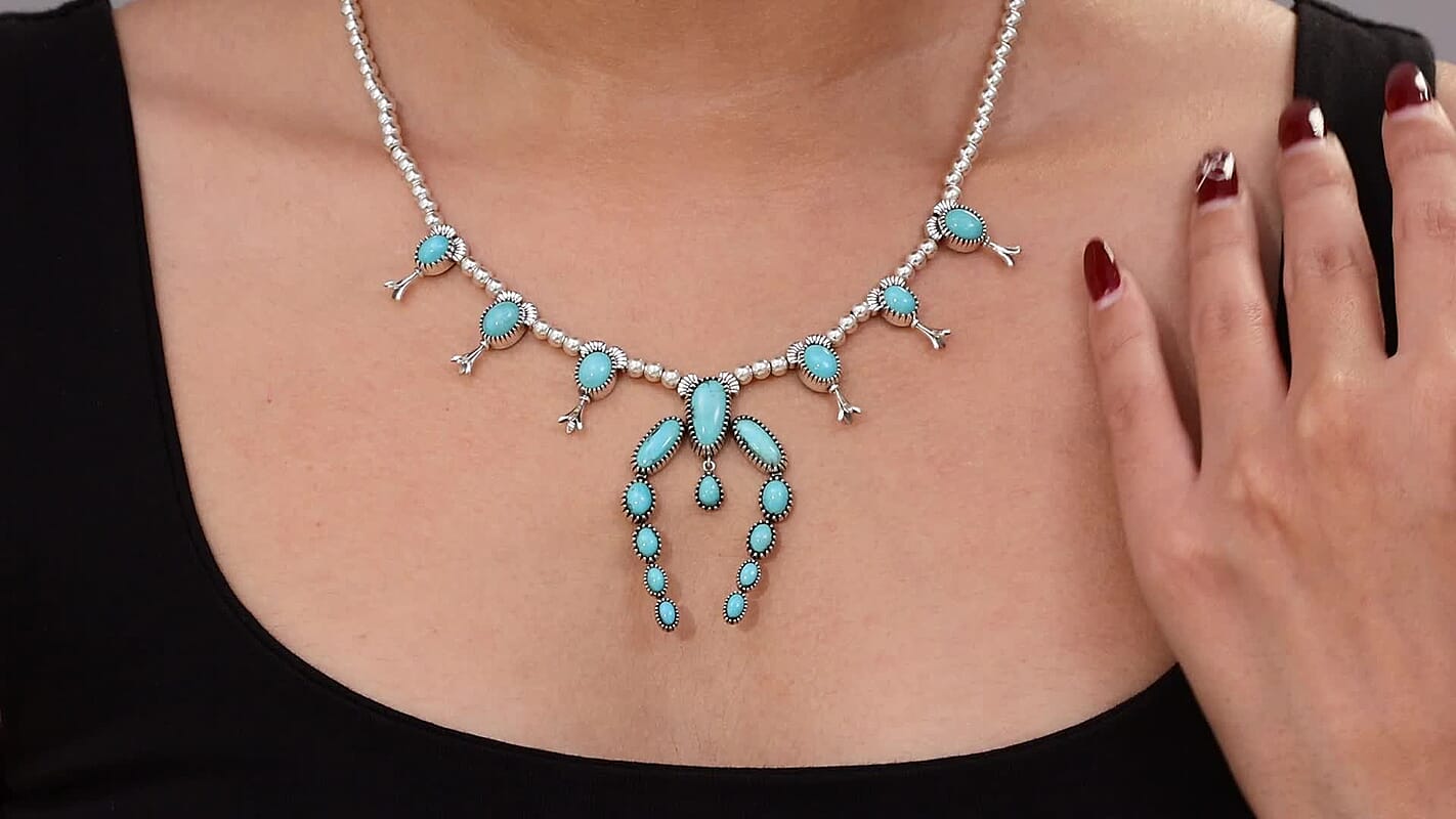 D'Joy Artisan Crafted Tahoe Nevada Turquoise 15.70 ctw Necklace in Sterling Silver 18 Inches