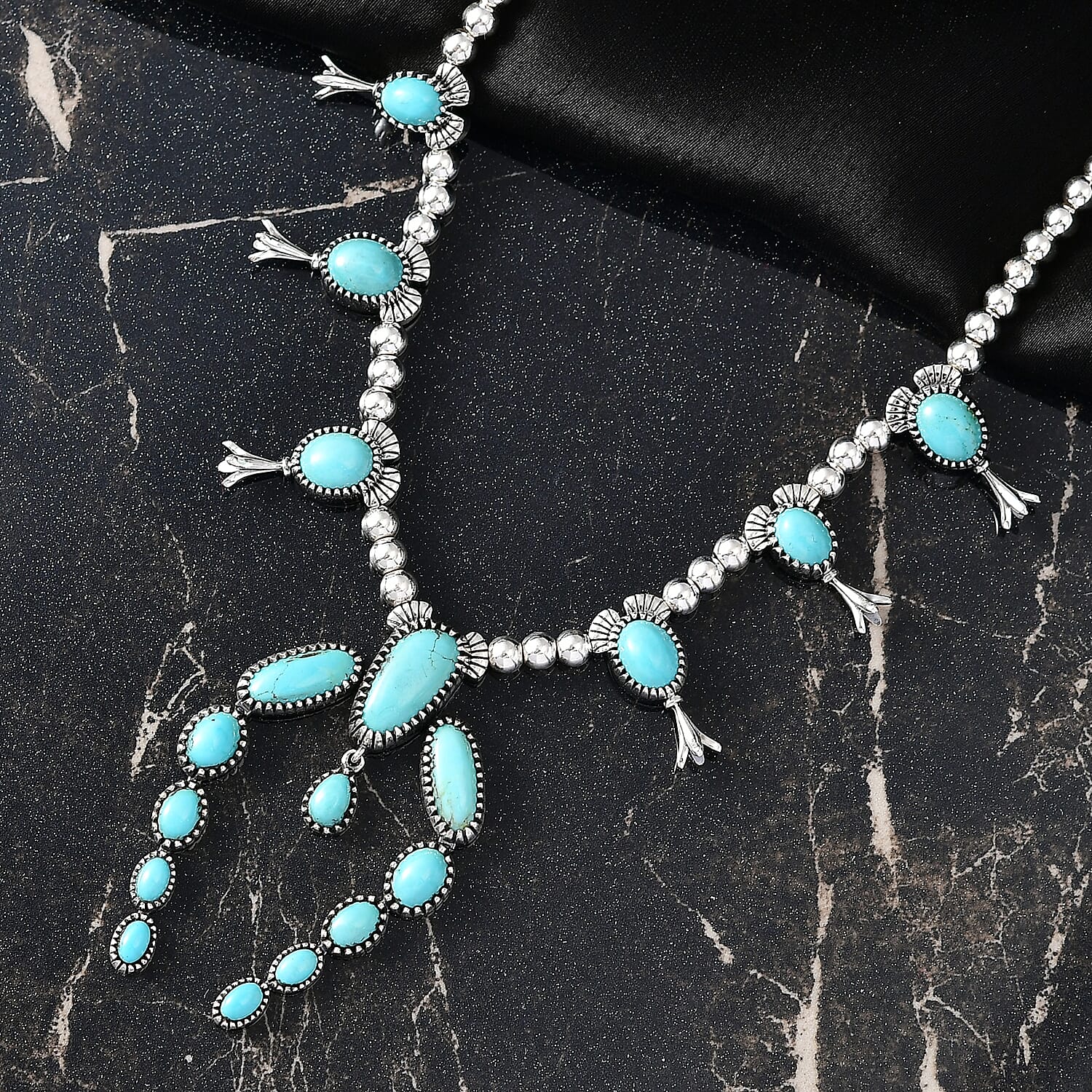 D'Joy Artisan Crafted Tahoe Nevada Turquoise 15.70 ctw Necklace in Sterling Silver 18 Inches