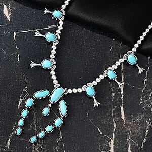 D'Joy Artisan Crafted Tahoe Nevada Turquoise 15.70 ctw Necklace in Sterling Silver 18 Inches