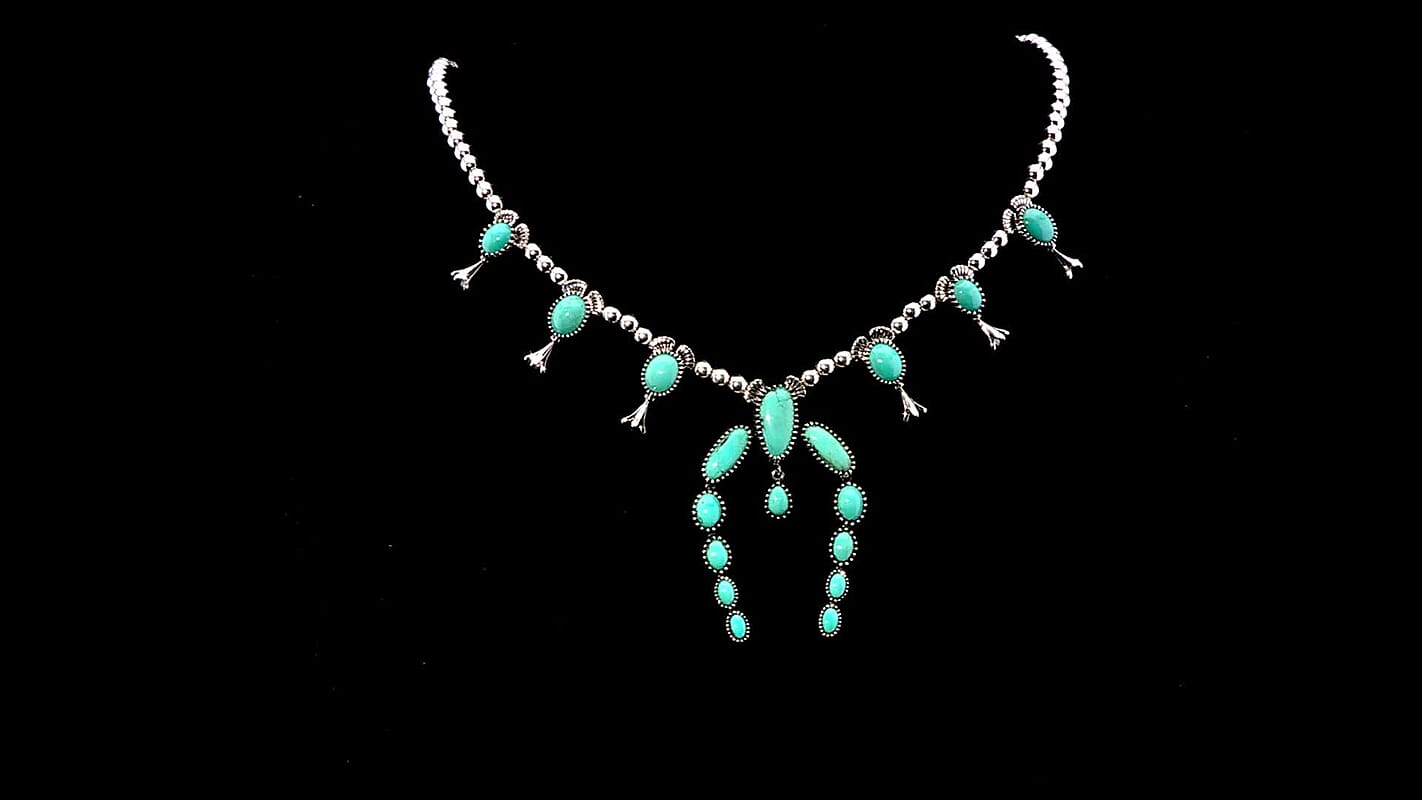 D'Joy Artisan Crafted Tahoe Nevada Turquoise 15.70 ctw Necklace in Sterling Silver 18 Inches