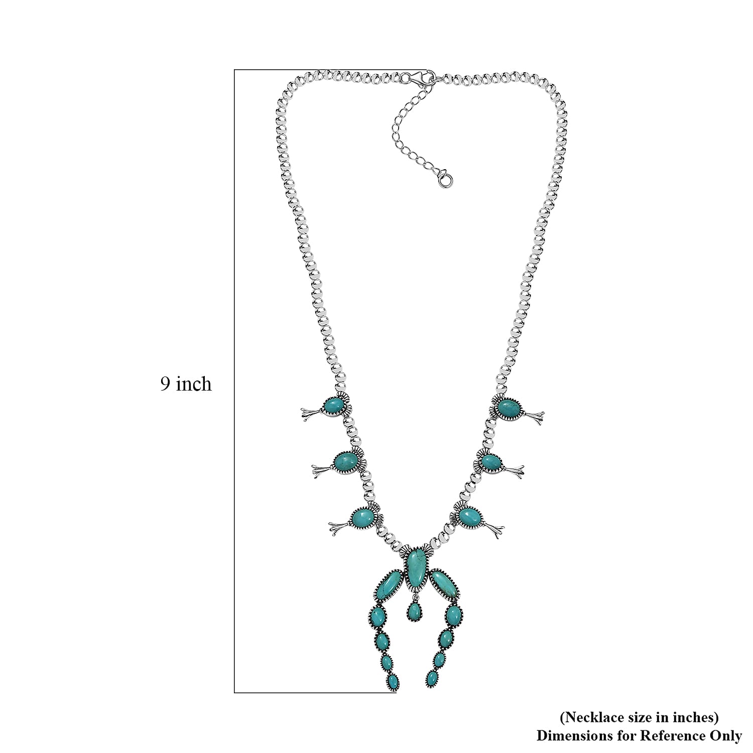 D'Joy Artisan Crafted Tahoe Nevada Turquoise 15.70 ctw Necklace in Sterling Silver 18 Inches