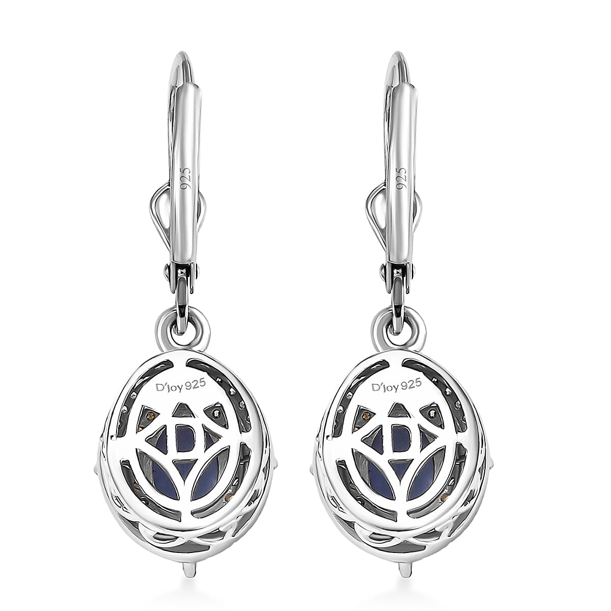 D'Joy Tanzanite, Natural Yellow and White Diamond 1.90 ctw Art Deco Earrings in Rhodium Over Sterling Silver image number 4