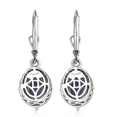 D'Joy Tanzanite, Natural Yellow and White Diamond 1.90 ctw Art Deco Earrings in Rhodium Over Sterling Silver