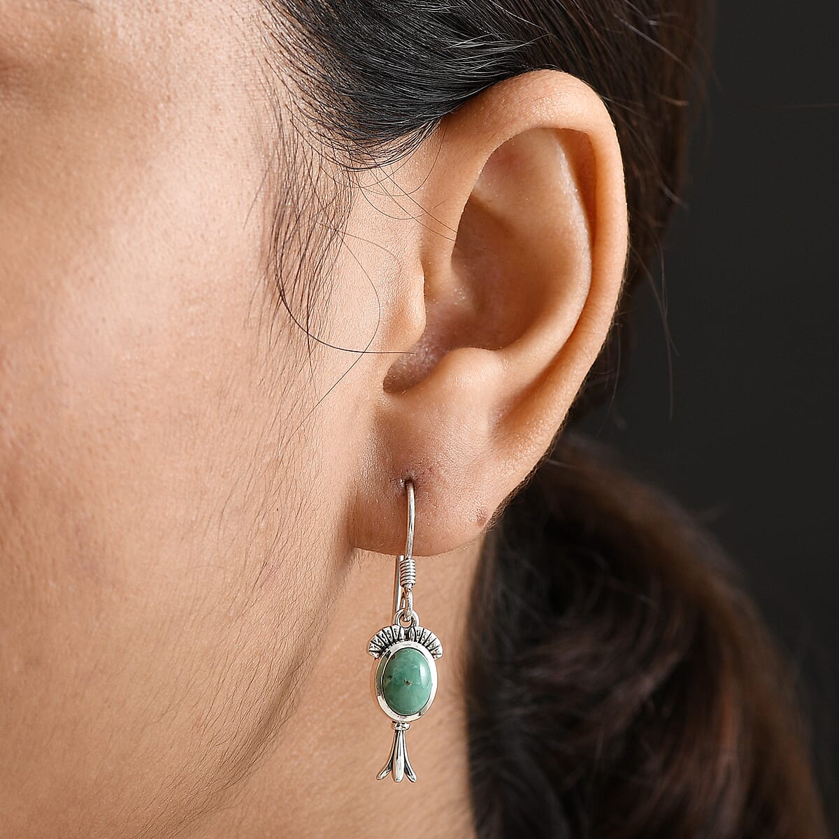 D'Joy Artisan Crafted Tahoe Naveda Turquoise 2.70 ctw Earrings in Sterling Silver  image number 2