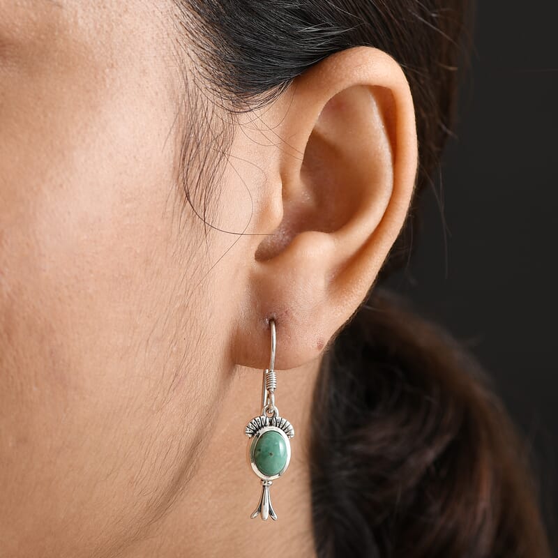 D'Joy Artisan Crafted Tahoe Nevada Turquoise 2.70 ctw Earrings in Sterling Silver 