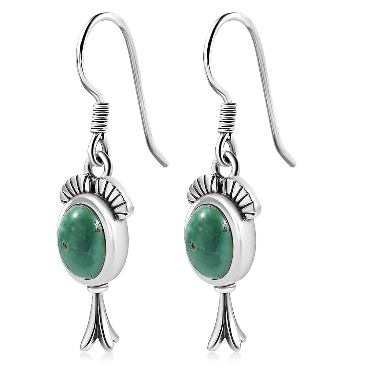 D'Joy Artisan Crafted Tahoe Naveda Turquoise 2.70 ctw Earrings in Sterling Silver  image number 3