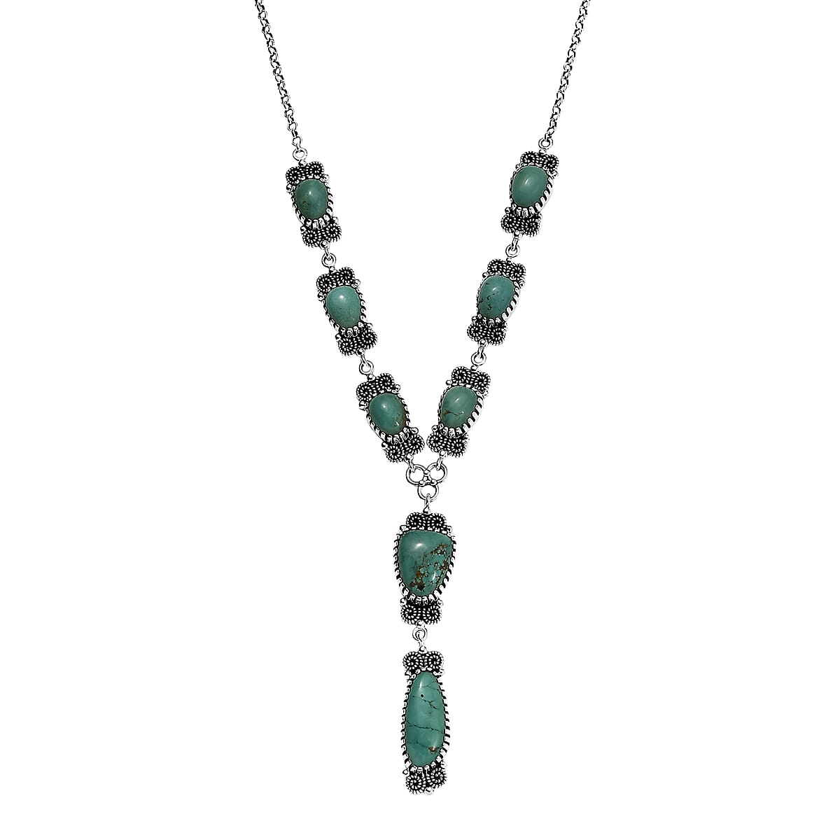 D'Joy Artisan Crafted Tahoe Naveda Turquoise 27.50 ctw Necklace 18 Inches in Sterling Silver  image number 0