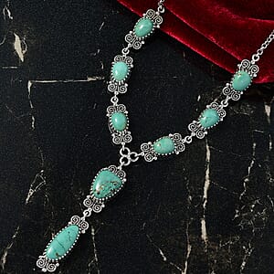 D'Joy Artisan Crafted Tahoe Nevada Turquoise 27.50 ctw Necklace 18 Inches in Sterling Silver 