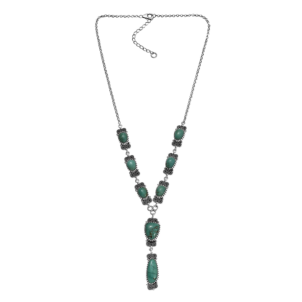 D'Joy Artisan Crafted Tahoe Naveda Turquoise 27.50 ctw Necklace 18 Inches in Sterling Silver  image number 3