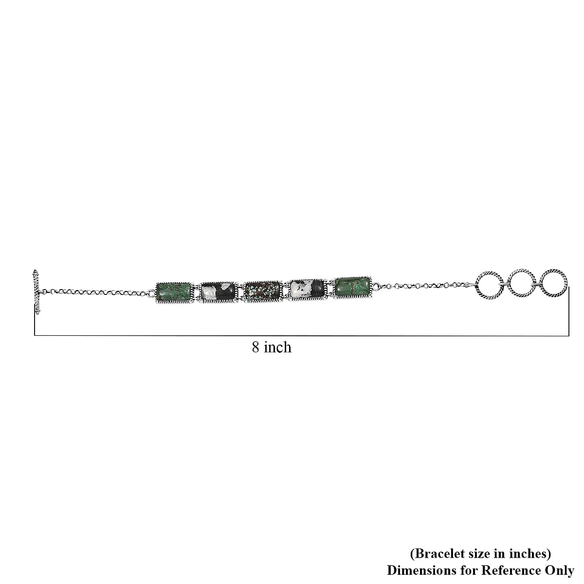 D'Joy Artisan Crafted Tahoe Naveda Turquoise, White Buffalo and Blue Moon Turquoise 20.40 ctw Bracelet in Sterling Silver (7.25 In) image number 4