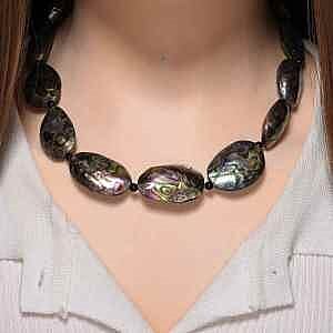 Abalone Shell Necklace (16-17 Inches) in Stainless Steel