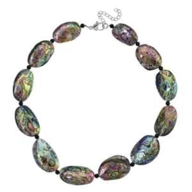 Abalone Shell Necklace in Stainless Steel 16-17 Inches