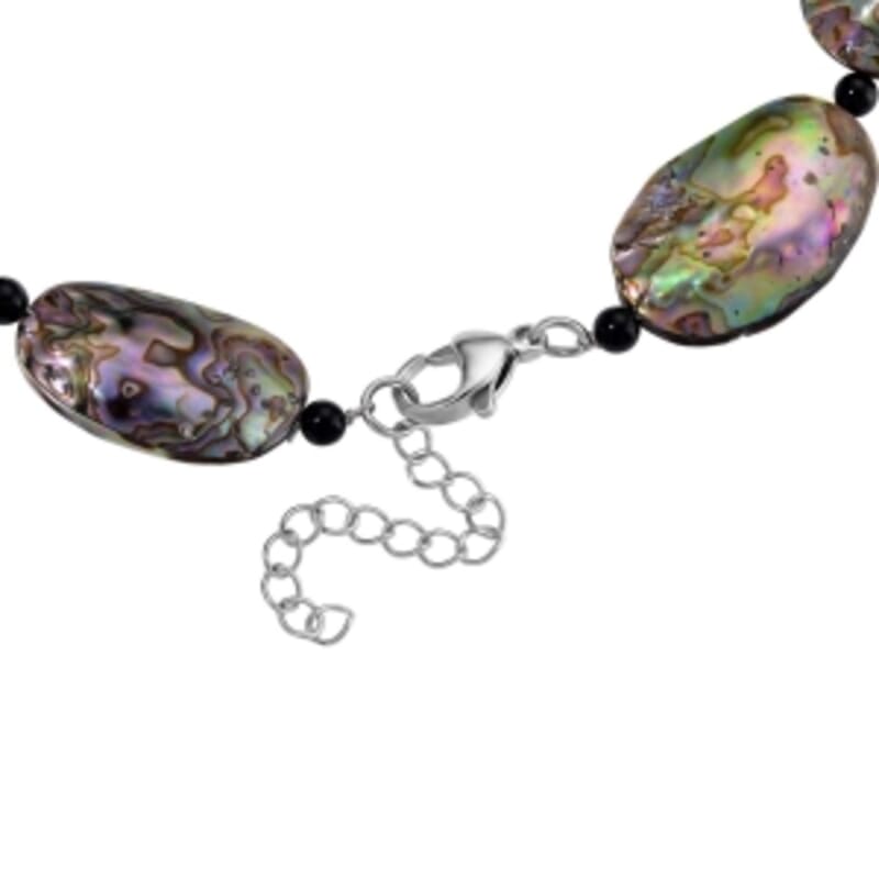Abalone Shell Necklace in Stainless Steel 16-17 Inches
