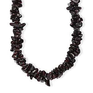 EverTrue Mozambique Garnet 530.00 ctw Chips Necklace in Platinum Bond 20 Inches