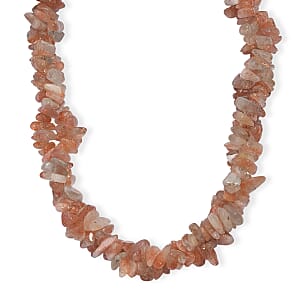 EverTrue Sunstone 410.00 ctw Chips Necklace in Platinum Bond 20 Inches