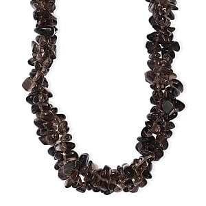 EverTrue Brazilian Smoky Quartz 375.00 ctw Chips Necklace in Platinum Bond 20 Inches