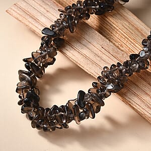 EverTrue Brazilian Smoky Quartz 375.00 ctw Chips Necklace in Platinum Bond 20 Inches