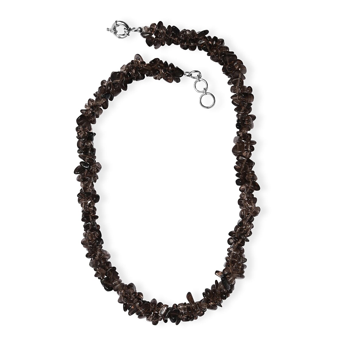 EverTrue Brazilian Smoky Quartz 375.00 ctw Chips Necklace in Platinum Bond 20 Inches image number 3