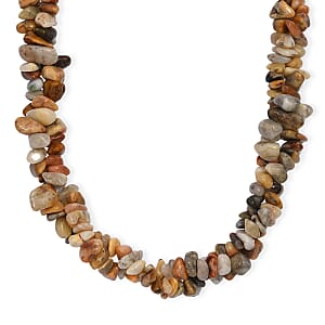EverTrue Crazy Lace Agate 370.00 ctw Chips Necklace in Platinum Bond 20 Inches