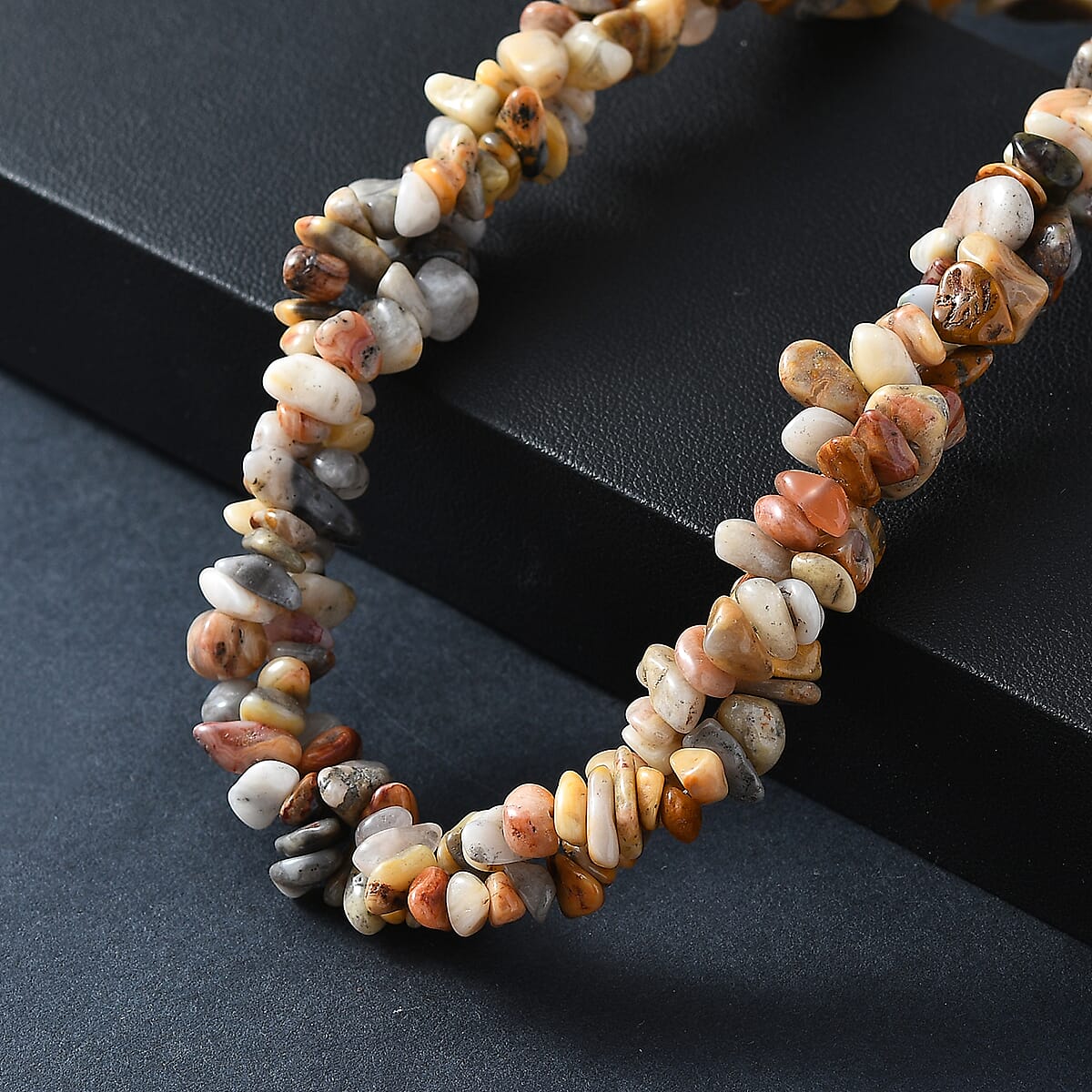 EverTrue Crazy Lace Agate 370.00 ctw Chips Necklace in Platinum Bond 20 Inches image number 1