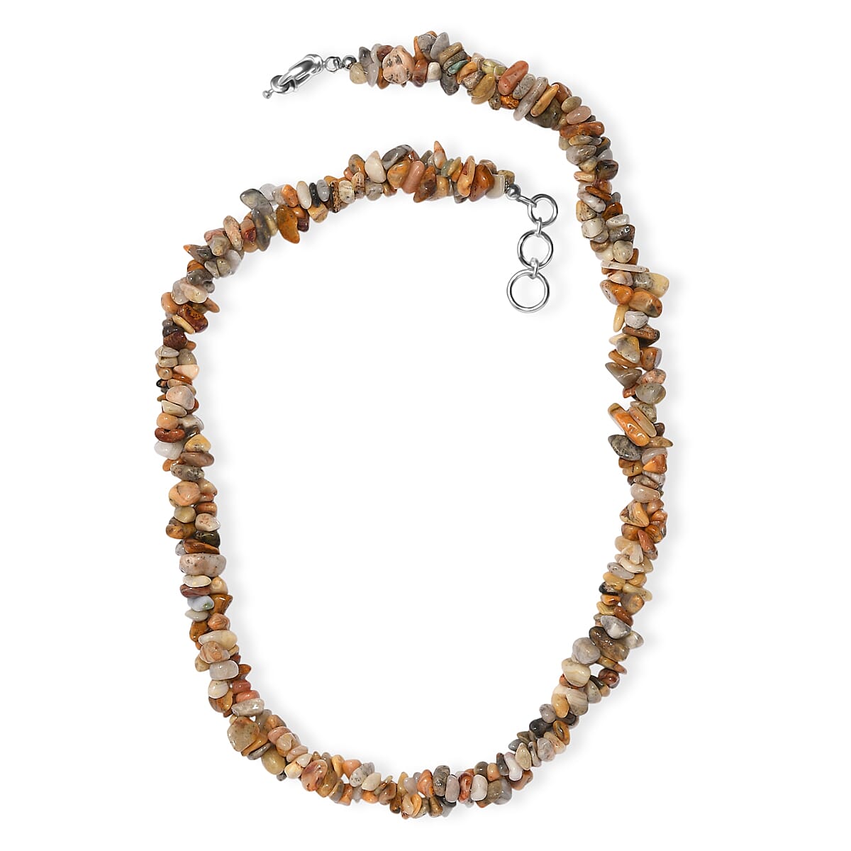 EverTrue Crazy Lace Agate 370.00 ctw Chips Necklace in Platinum Bond 20 Inches image number 3