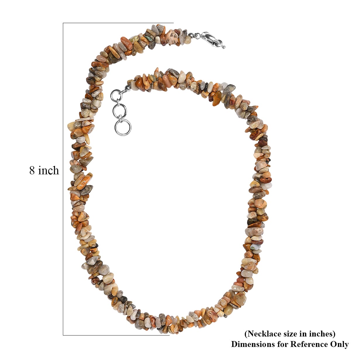 EverTrue Crazy Lace Agate 370.00 ctw Chips Necklace in Platinum Bond 20 Inches image number 5