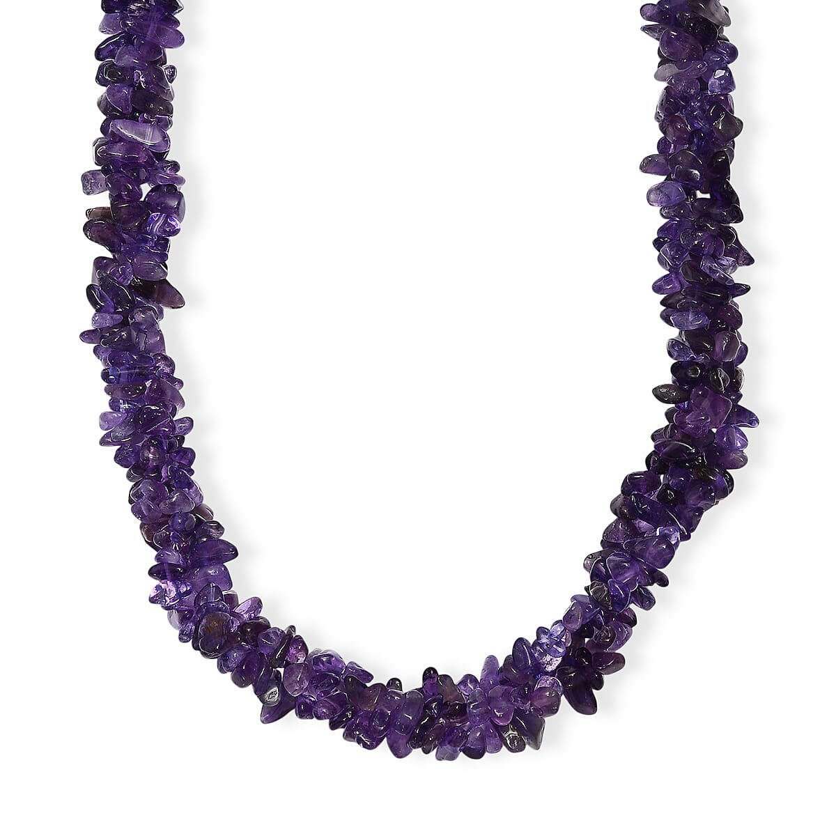 EverTrue African Amethyst 310.00 ctw Chips Necklace in Platinum Bond 20 Inches image number 0