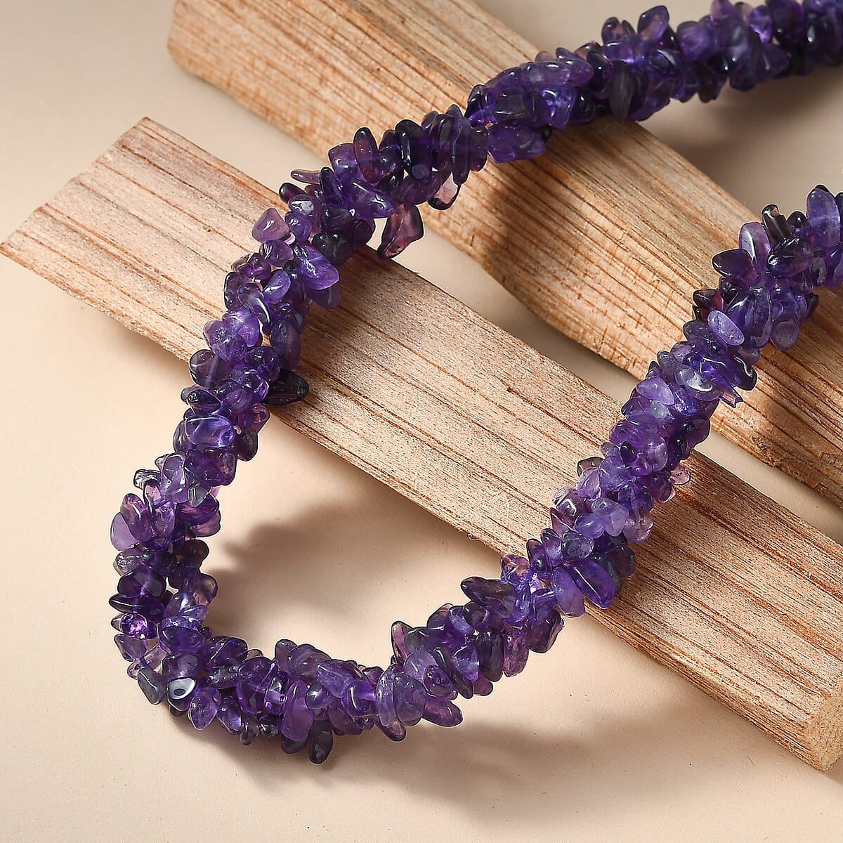 EverTrue African Amethyst 310.00 ctw Chips Necklace in Platinum Bond 20 Inches image number 1