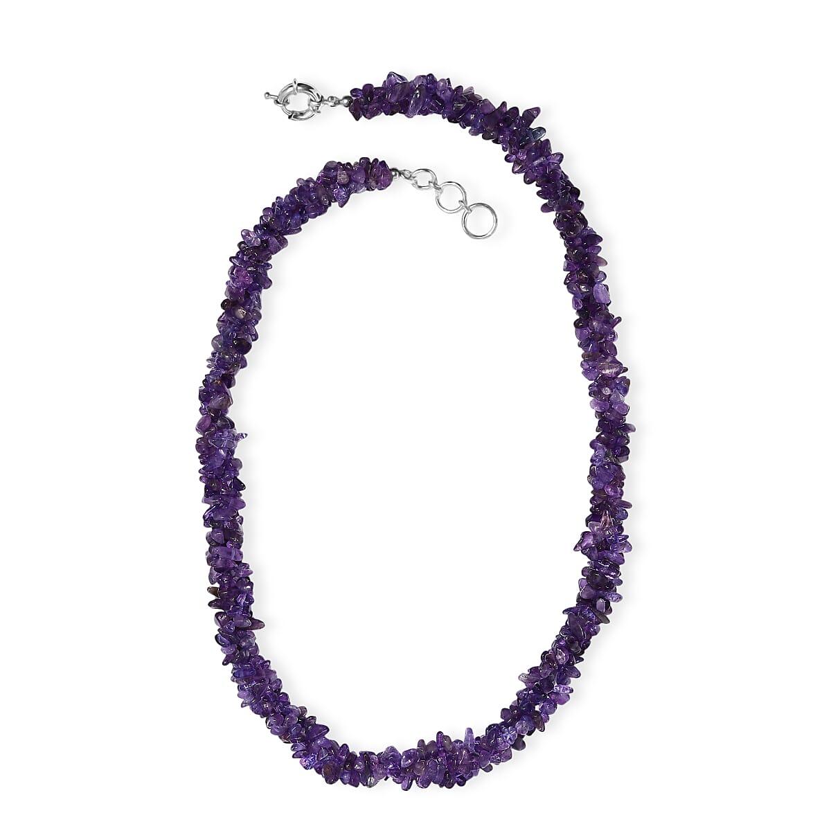 EverTrue African Amethyst 310.00 ctw Chips Necklace in Platinum Bond 20 Inches image number 3