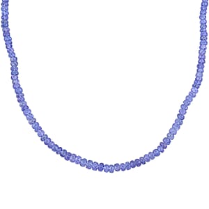 D'Joy Tanzanite 80.00 ctw Beaded Necklace in Rhodium Over Sterling Silver 18 Inches
