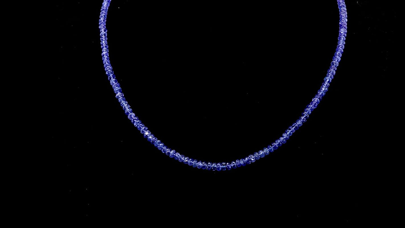 D'Joy Tanzanite 80.00 ctw Beaded Necklace in Rhodium Over Sterling Silver 18 Inches